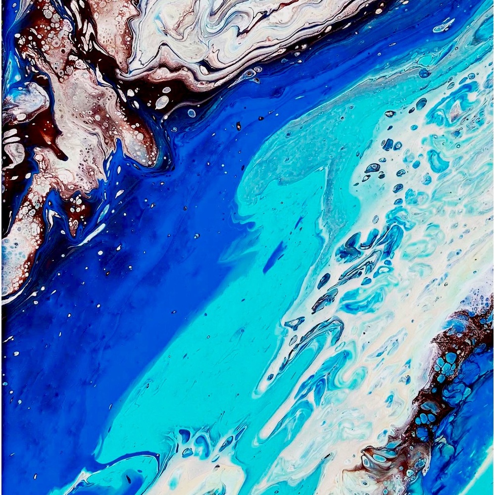 Original 3 Piece Acrylic Pour Painting set titled “Ocean”